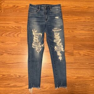 American Eagle Outfitters Ripped Dark Blue Skinny Jeans